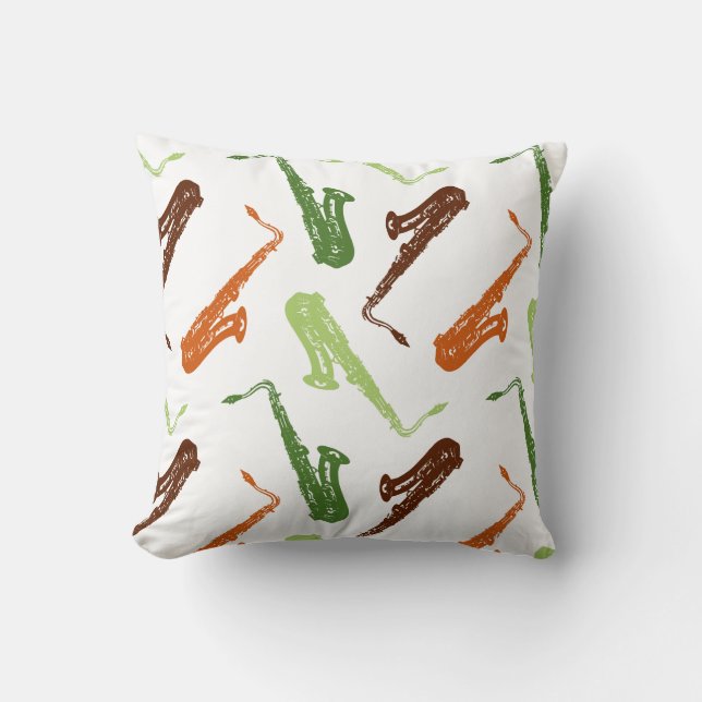 Coussin Saxophone Player Cadeau Jazz Band Instrument de mu (Recto)