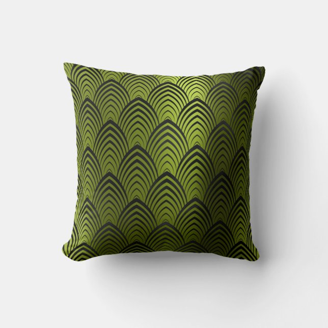 Coussin Scales géométriques Art Déco Black Tropic (Recto)