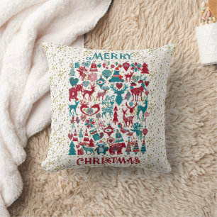 Coussin Scandia Joyeux Symboles de Noël Scandinavie nordiq