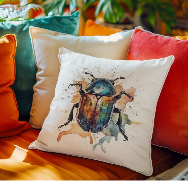 Coussin Scarabée Arc-en-Ciel (Créateur téléchargé)