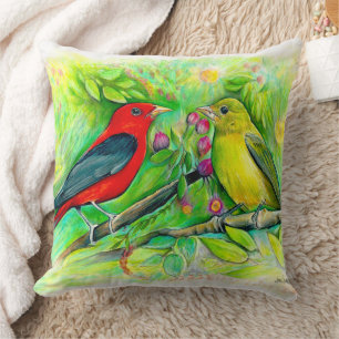 Coussin Scarlet Tanagers Bird Art
