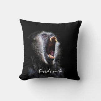 Coussin Scary Black Gibbon Singe Dents Fangés Avec Nom