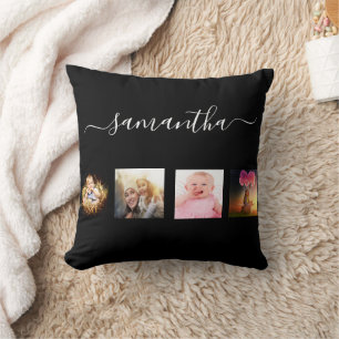 Coussin Scénario noir de montage photo monogramme