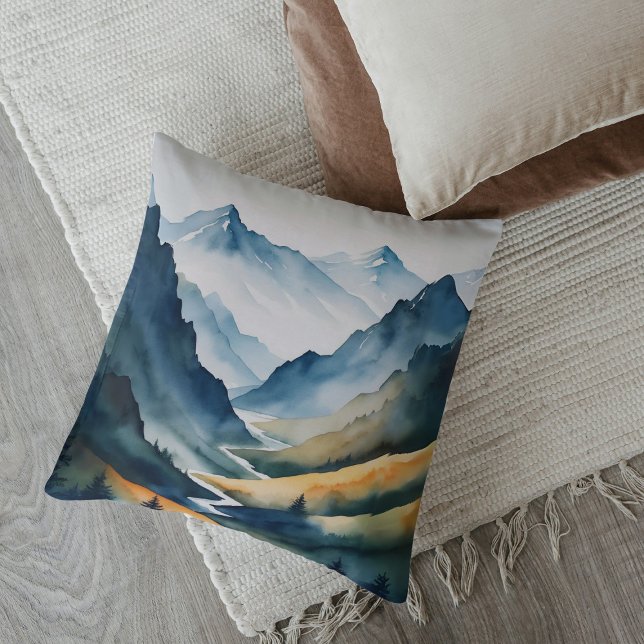 Coussin Scène Blue Tan Mountain (Créateur téléchargé)