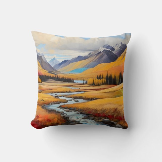 Coussin Scène d'automne de collines colorées (Recto)
