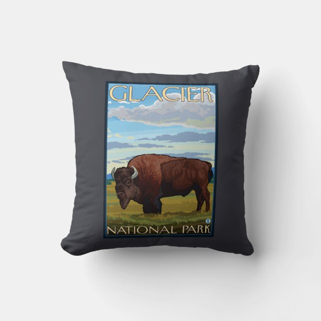 Coussin Scène de bison - parc national de glacier, la TA (Recto)