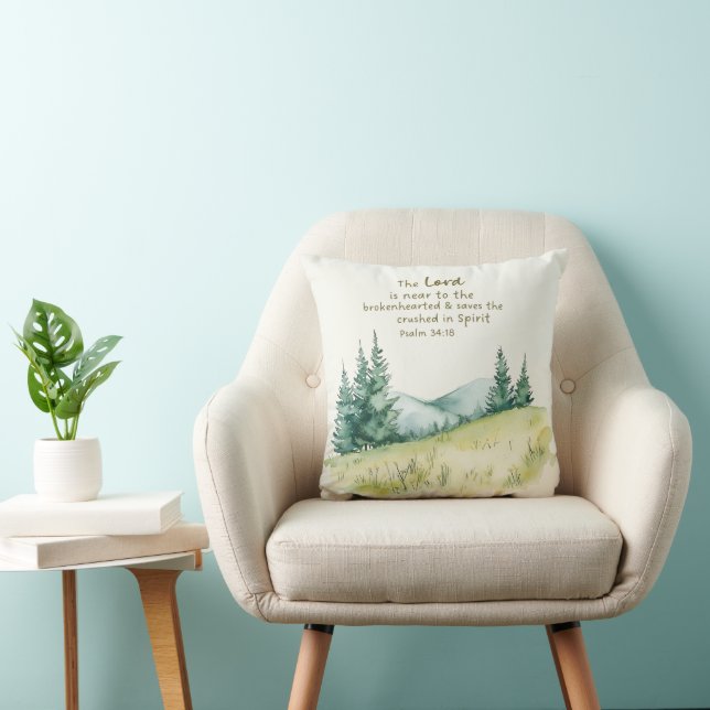 Coussin Scène de campagne sereine avec verset biblique (Chaise)