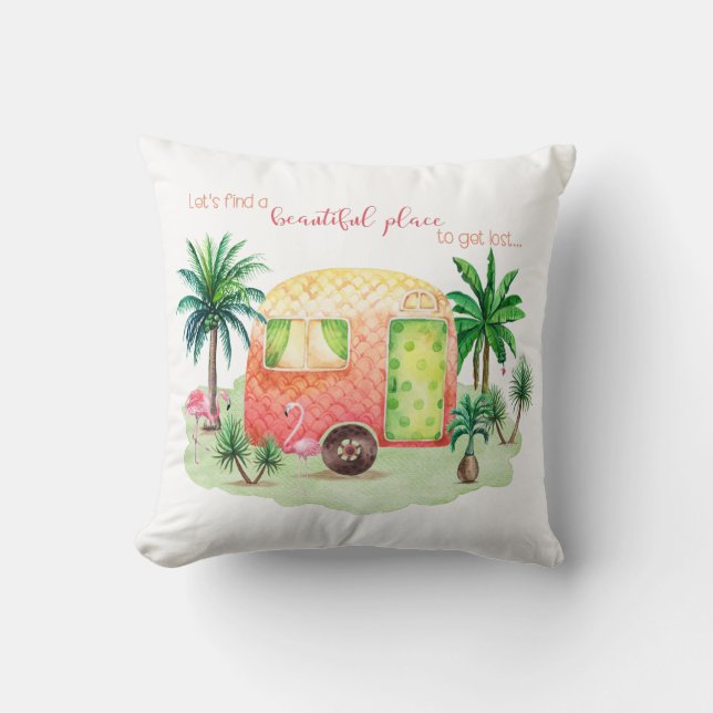 Coussin Scène | de campeur de caravane dans les tropiques (Recto)
