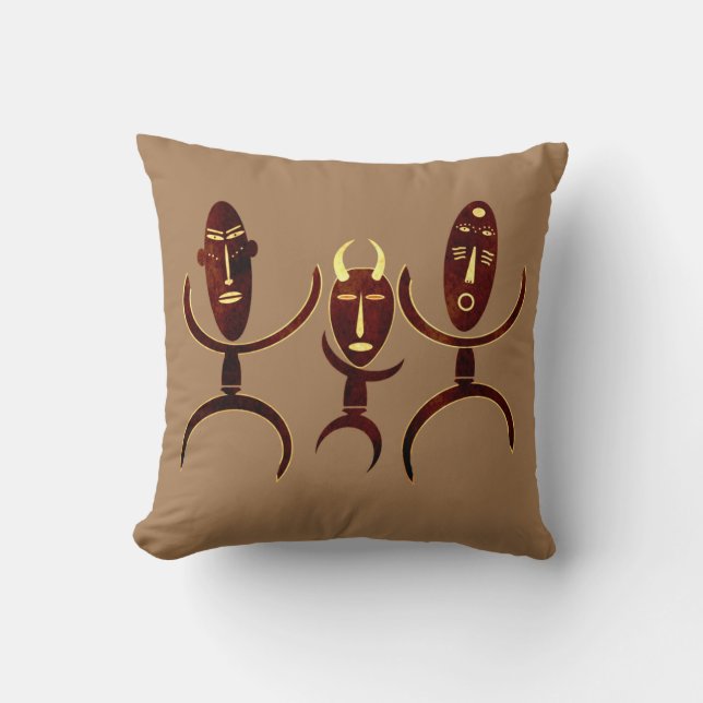 Coussin Scène de danse tribale africaine abstraite (Recto)