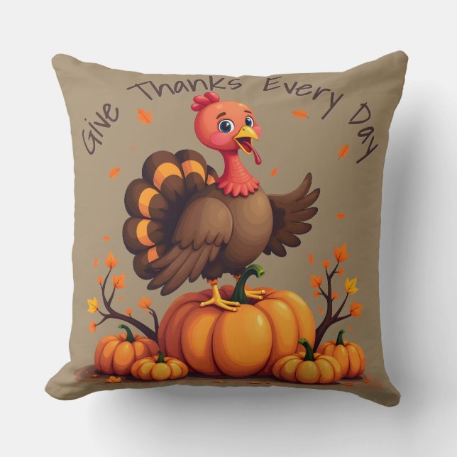 Coussin Scène de dinde de Thanksgiving mignonne avec citro (Recto)