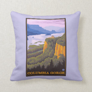 Coussin Scène de gorge du fleuve Columbia avec le point d