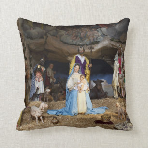 Coussin Scène de la Nativité de Noël antique