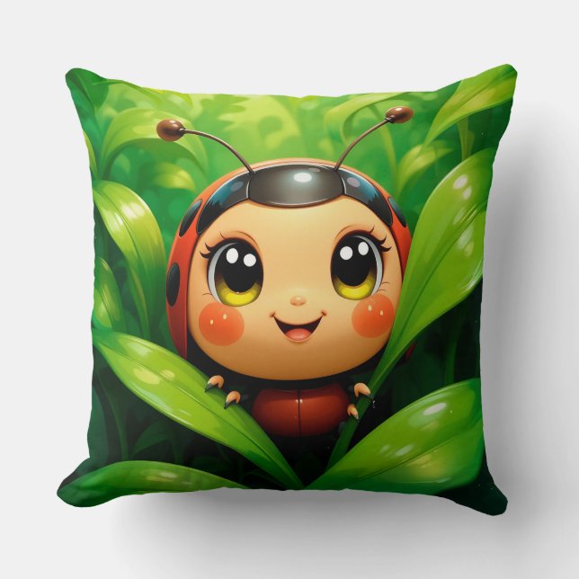 Coussin 🐞 Scène de la nature avec coccinelle pour espaces (Recto)