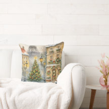 Scène de la Tour Eiffel aquarelle Noël à Paris