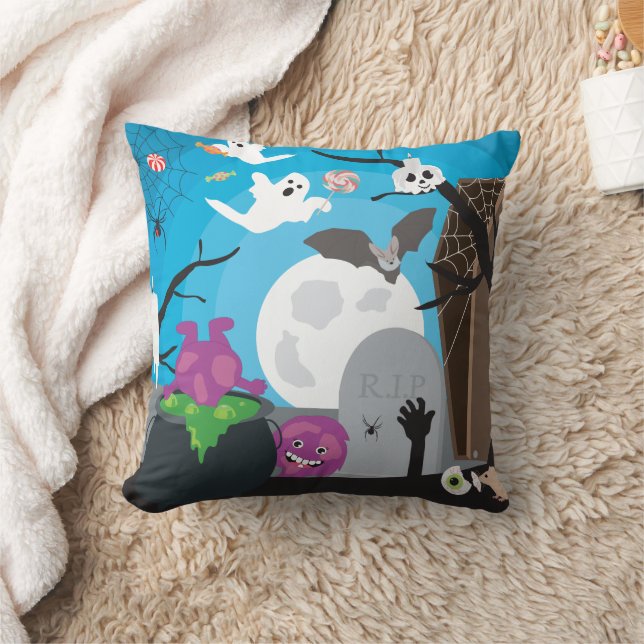 Coussin Scène de monstres d'Halloween (Couverture)
