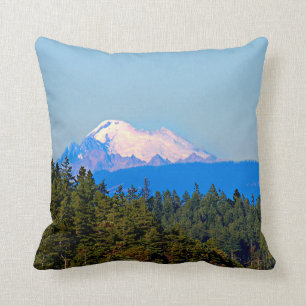 Coussin Scène de montagne, arbres, neige, verdure