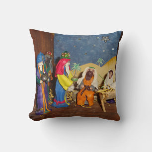 Coussin scène de nativité Jesus Mary Joseph stable saiso
