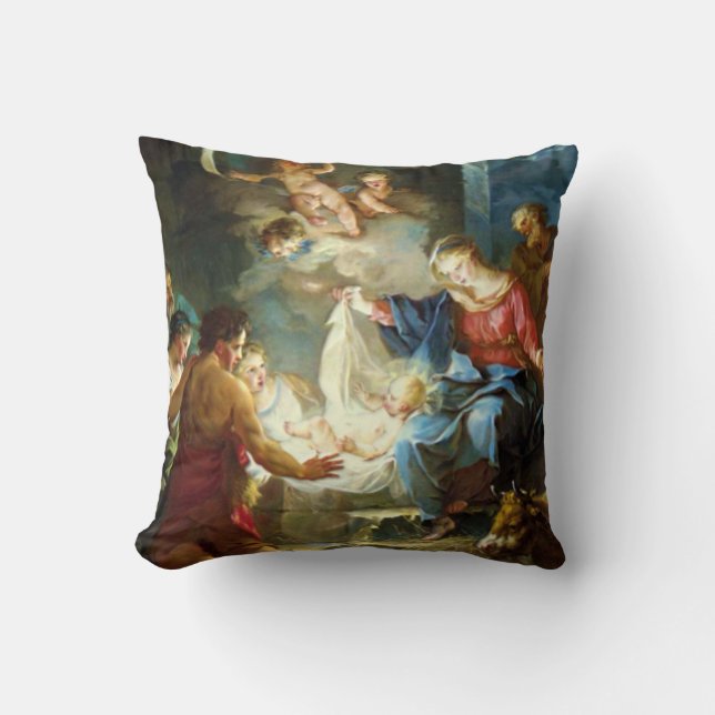 Coussin Scène de nativité pour Noël - Pierre (Recto)