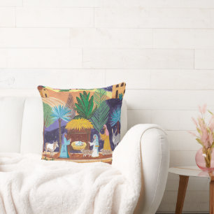 Coussin Scène de Nativité Religieuse Gloire à Dieu Noël