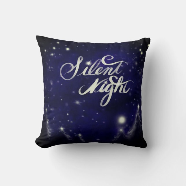 Coussin scène de neige aquarelle thème Noël (Recto)