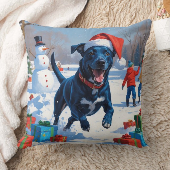 Coussin Scène de neige festive de Noël Blue Heeler (Couverture)