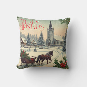 Coussin Scène de Noël classique/Vintage