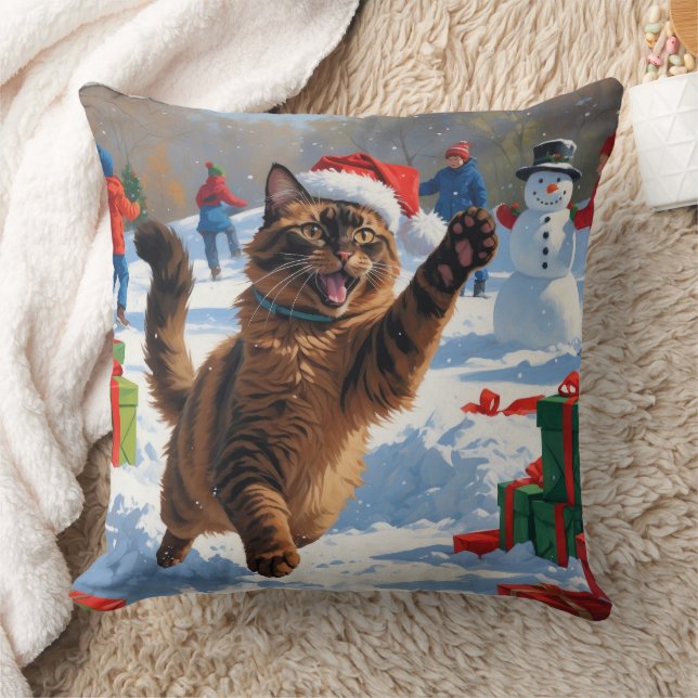 Coussin Scène de Noël du Festival de Chat Abyssinien (Couverture)