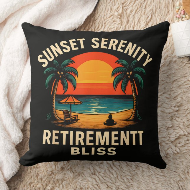 Coussin Scène de plage de retraite sérénité coucher de sol (Couverture)