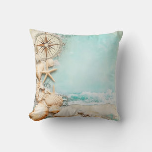 Coussin Scène de plage maritime rétro