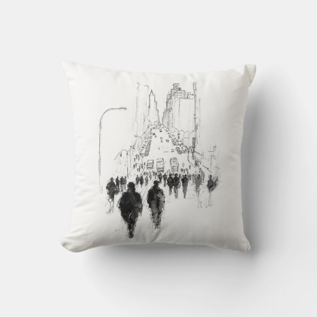 Coussin Scène de rue Abstraite (Recto)