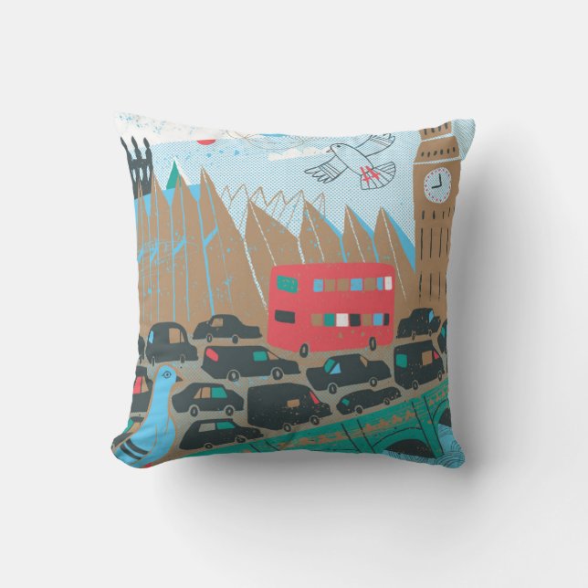 Coussin Scène de ville du Royaume-Uni (Recto)