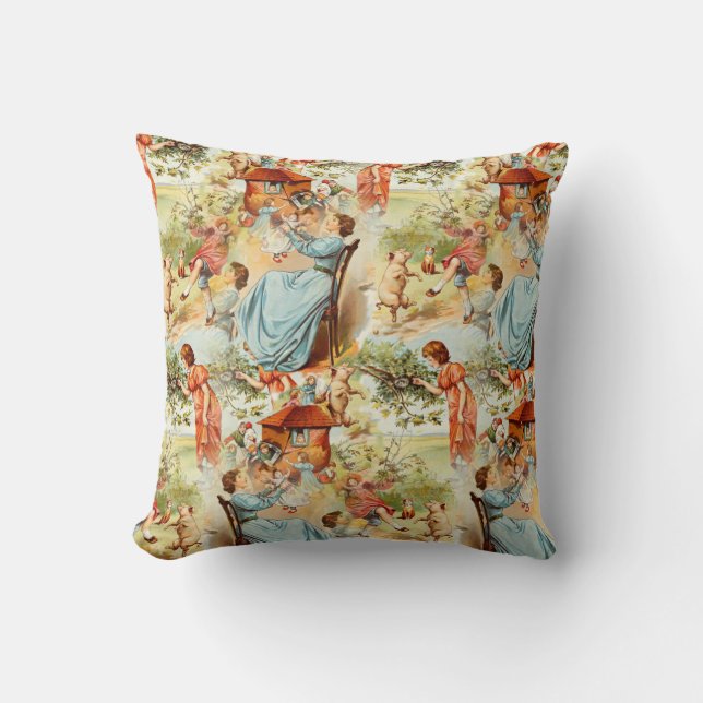 Coussin Scène démodée de conception vintage rétro (Recto)