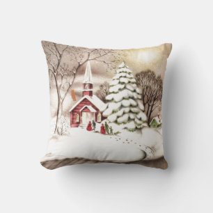 Coussin Scène d'hiver de Noël