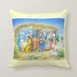 Coussin Scène française vintage de nativité