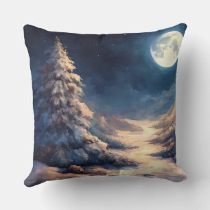 Coussin Scene hivernale Moonlit Peint