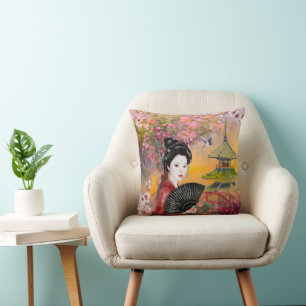 Coussin Scène Japonaise Avec Une Femme