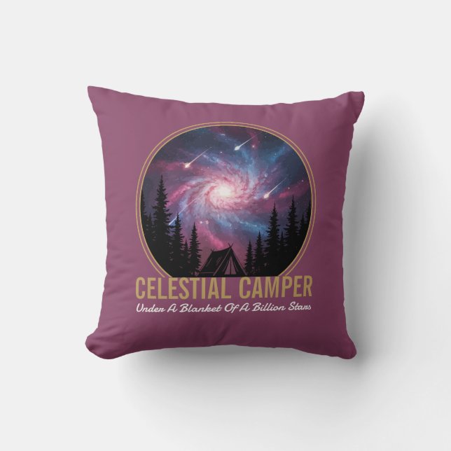 Coussin Scène nocturne de la galaxie du campeur céleste (Recto)