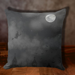 Coussin Scène nocturne d'Halloween vintage