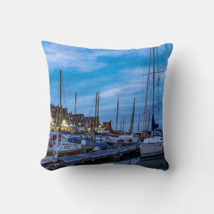 Coussin Scène nocturne traditionnelle de la ville de pêche