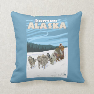 Coussin Scène Sledding de chien - Dawson, Alaska