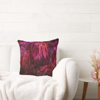 Coussin Schefflera Abstrait dans l'oreiller à lancer rouge