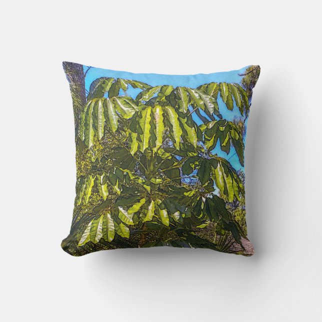 Coussin Schefflera Umbrellas Throw Pillow (Recto)