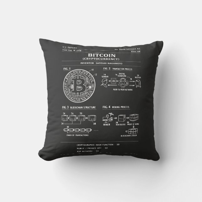 Coussin Schéma Bitcoin : Diagramme de Flux Crypto (Recto)