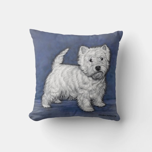 Coussin Schéma du Terrier des Highlands de l'Ouest par Gle (Recto)