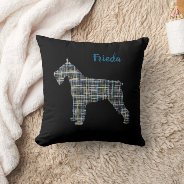 Coussin Schnauzer Chien 2 Grille latérale Nom de la silhou (Couverture)