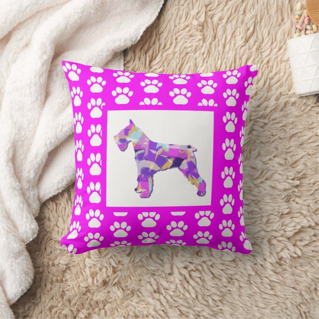 Coussin Schnauzer Chien Silhouette rose Paw PY&B (Couverture)