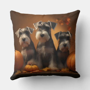 Coussin Schnauzer Chiot Automne Citrouille de plaisir