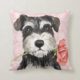 Coussin Schnauzer de rose de Valentine mini
