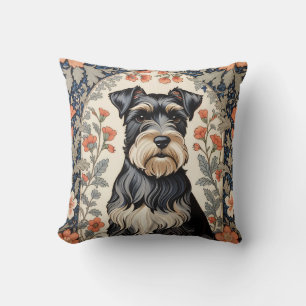 Coussin Schnauzer élégant motif floral inspiré de William