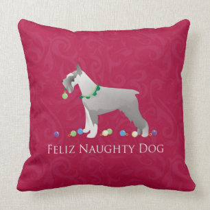 Coussin Schnauzer Feliz Naughty Chien Design de Noël